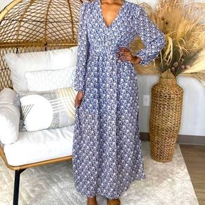 Umgee, Maxi dress, Navy and gold flecks. Large.